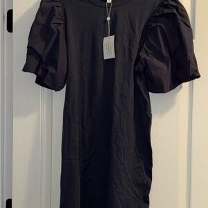 Navy blue  Puff Sleeve Dress